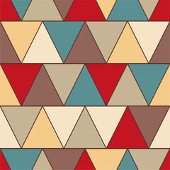 Wall Mural - Seamless geometrical pattern with triangles print wallpaper vector illustration multicolor endless background for pack, paper, textile etc 