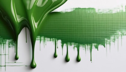 Poster - Dripping Dark Green Liquid on Minimalist White Surface