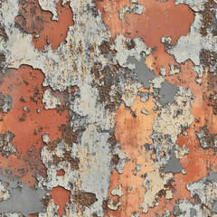 Poster - Rusted peeling paint texture with orange and gray details
