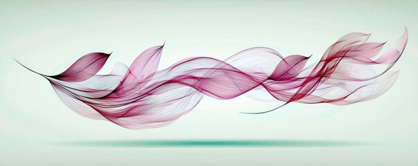Poster - Elegant abstract waves in soft pink and purple tones gracefully flowing across a light background evoking a sense of tranquility and artistic expression