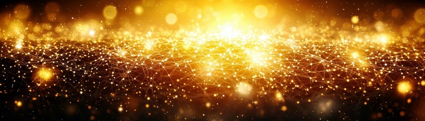 Poster - Shimmering Golden Lights with Sparkles and Radiance, Abstract Background of Glowing Particles and Textures in Warm Tones for Artistic Use