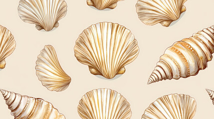 Wall Mural - vintage seashell pattern
