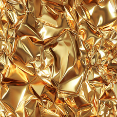 Poster - Crumpled gold foil texture with shiny metallic pattern