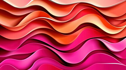 Poster - Colorful Wavy Pattern with Smooth Curves in Vibrant Shades of Pink, Red, and Orange for Creative Designs and Backgrounds in Modern Art Aesthetics