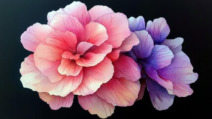 Poster - Beautiful watercolor flowers in soft pink and purple shades with delicate petals ideal for backgrounds, decorations, and artistic designs