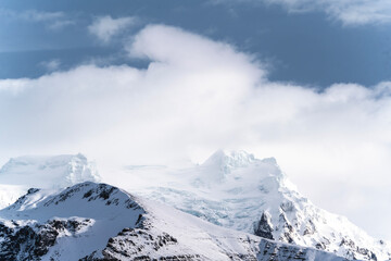 Wall Mural - beautiful snow peak landscape mountain range Iceland pretty winter time ski pretty background