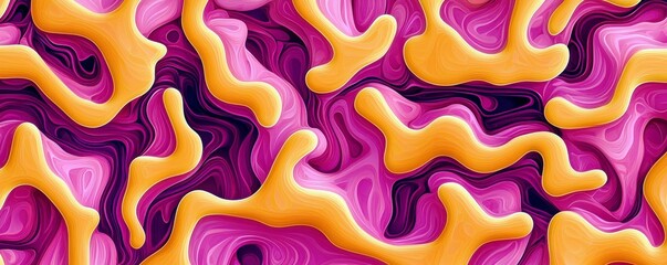 Poster - Abstract colorful fluid shapes in vibrant pink and orange tones creating an artistic wave-like background for creative design projects