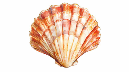 Wall Mural - Sea shell illustration. watercolor seashell isolated white background. hand drawn watercolor painting shell. Seashell. Illustration