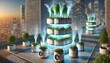 © Oxy Maru - Futuristic planters with integrated air purifying systems enhancing urban ecosystems.