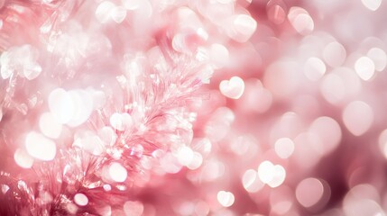 Poster - Soft pink bokeh lights create a magical and dreamy atmosphere in this decorative setting during a festive celebration