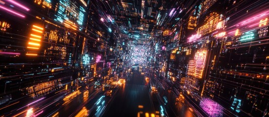 Poster - Digital Neon Tunnel