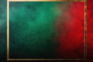 Poster - gradient design featuring a transition from red to green with a decorative gold border