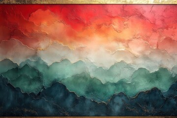 Poster - Gradient artwork featuring a blend of red to green with an elegant gold border