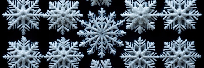Poster - Intricate snowflake grid showcases delicate winter beauty and unique patterns