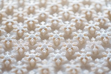 Poster - Delicate grid of small snowflakes creating a lacy texture on a soft background