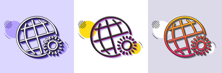 Poster - world weather line icon. halftone dotted pattern. gradient icon with grain shadow. sun with globe si