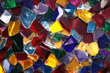 Poster - Colorful Mosaic Texture Composed of Glass Pieces in Various Shapes and Sizes