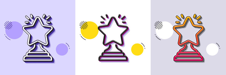 Wall Mural - rank star line icon. halftone dotted pattern. gradient icon with grain shadow. success reward symbol