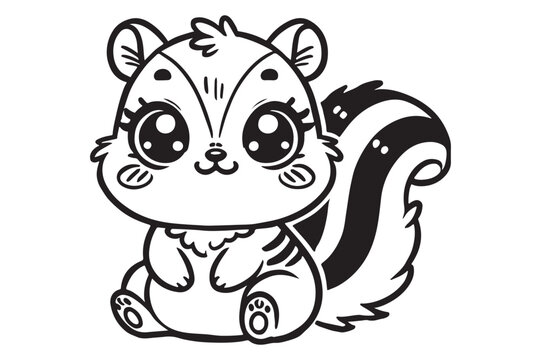 Cute cartoon chipmunk outline