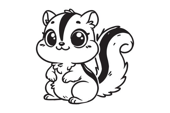 Cute cartoon chipmunk outline