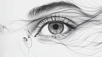 Poster - Close up view of a human eye with intricate details reflecting emotions and thoughts. Generative AI