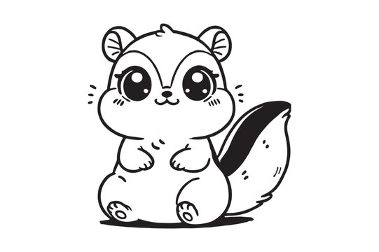 Cute cartoon chipmunk outline