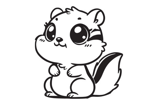 Cute cartoon chipmunk outline