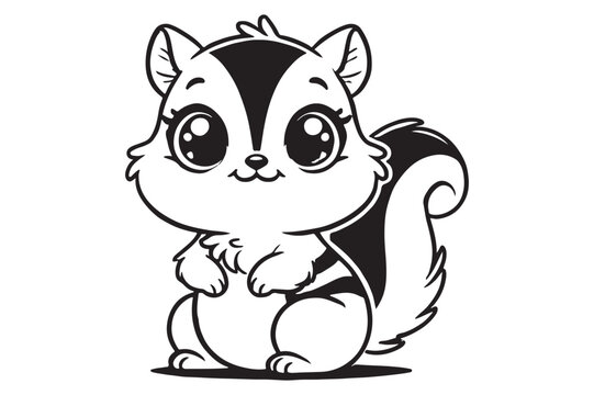 Cute cartoon chipmunk outline