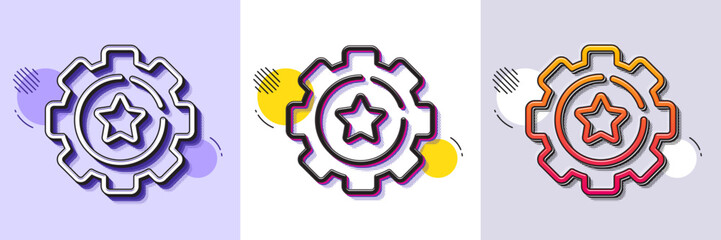 Poster - settings gear line icon. halftone dotted pattern. gradient icon with grain shadow. cogwheel with sta
