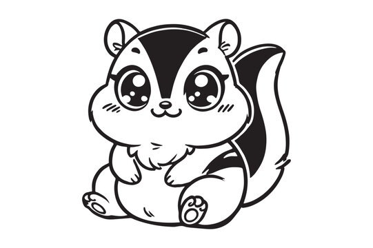 Cute cartoon chipmunk outline