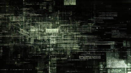 Poster - Abstract Digital Data Stream: A Glimmering Green Cyberspace
