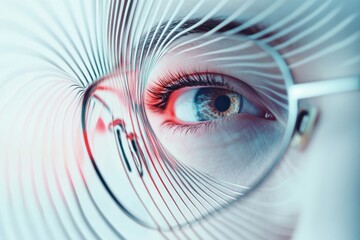 Poster - Close up of a human eye with intricate patterns creating a mesmerizing visual effect and vibrant colors. Generative AI