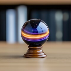 Poster - Mystical glass orb capturing cosmic energy indoor space photography artistic environment close-up view science concept