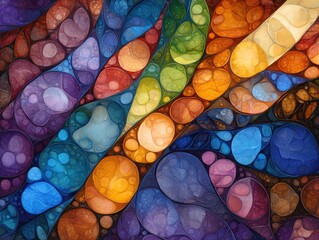 Poster - Vibrant abstract colorful waves digital art fluid forms bright palette artistic interpretation modern design