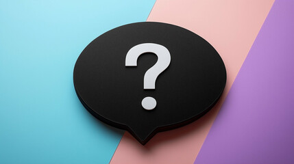 Poster - Speech bubble with question mark graphic design element on colorful background