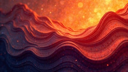 Fototapete - Swirling patterns of vibrant reds and oranges create a dramatic visual effect, mimicking the undulating surface of a stylized sunset. The flowing texture evokes warmth and depth.