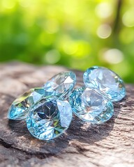 Poster - Montana Sapphires Sparkle Under Natural Light in Serene Outdoor Setting