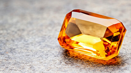 Aufkleber - Citrine Gemstone Reflects Sunlight With Its Warm Golden Hues on a Textured Surface