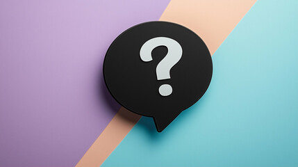Poster - Question mark in speech bubble on colorful background representing inquiry and communication