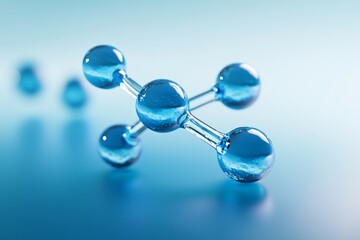 Blue molecule with a blue background