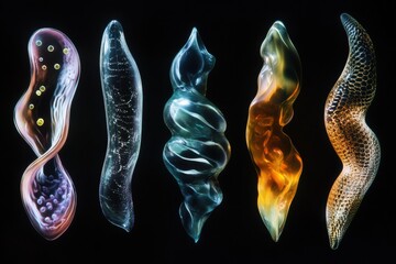 Leinwandbilder - Evolving bacteria in various forms showcasing biological diversity and adaptability over time. Generative AI