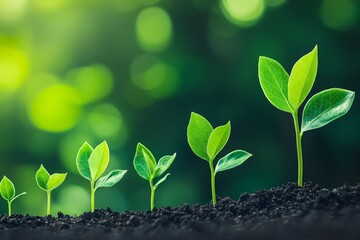 Wall Mural - Row of green plants are growing in the dirt