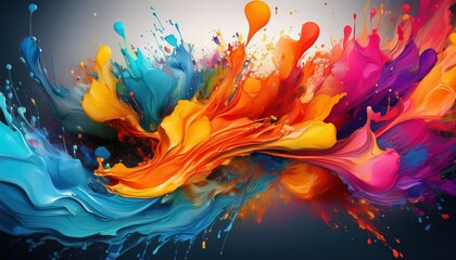 Poster - vibrant paint splatter masterpiece created on at a spectacular showcase of colors and textures in ar