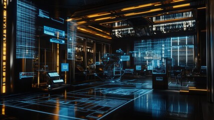 Poster - Futuristic Control Room:  Digital Interface and Advanced Technology