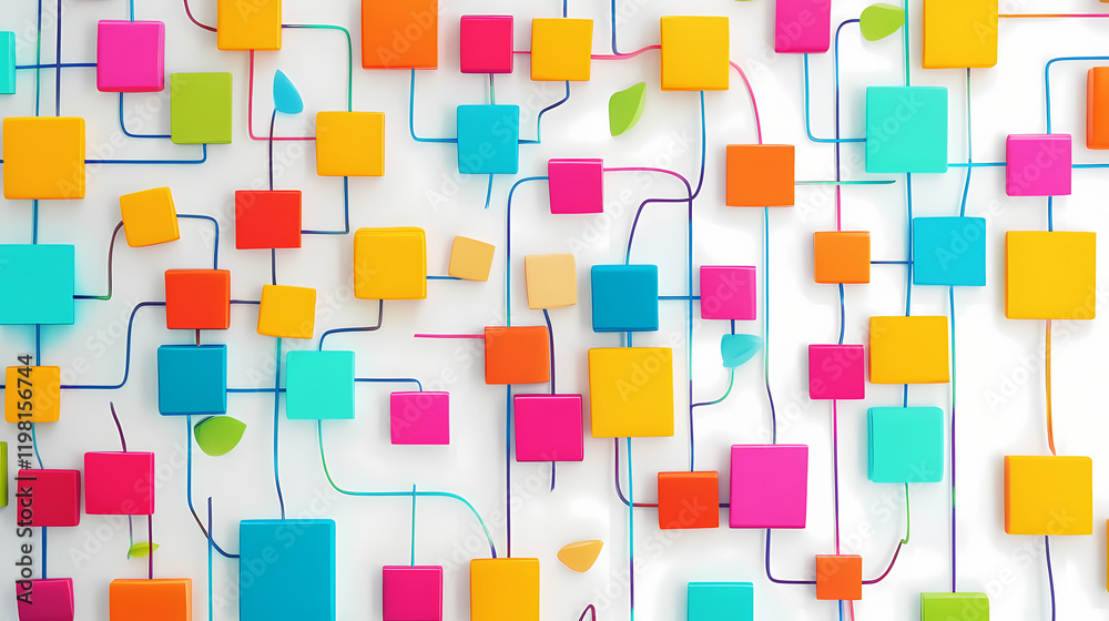 Colorful sticky notes mind map on whiteboard for brainstorming and ...
