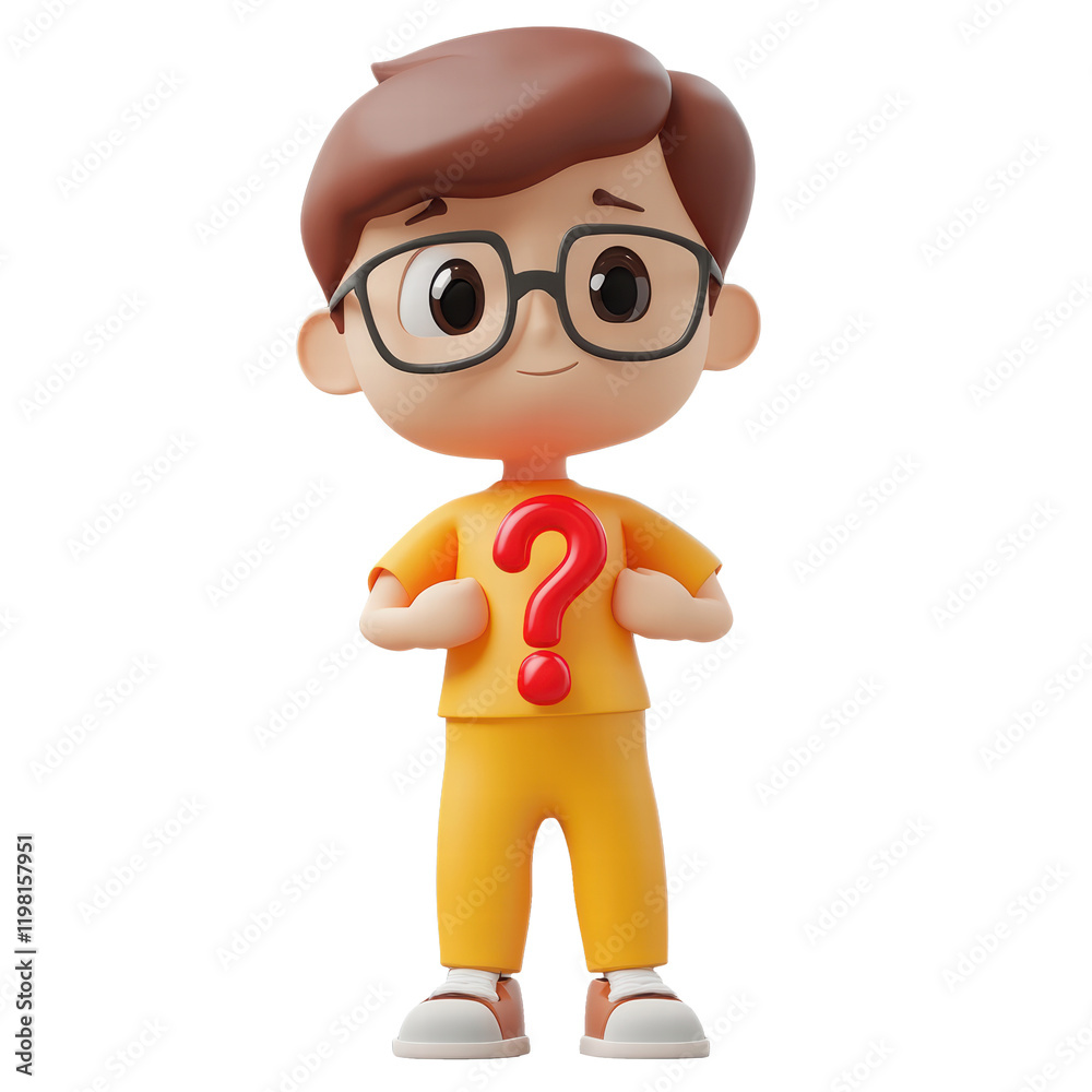 3d human character with a red question mark on transparent background ...