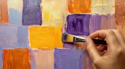 Wall Mural - Hand painting abstract artwork with brush.