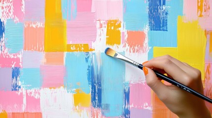 Wall Mural - Hand painting colorful abstract artwork.