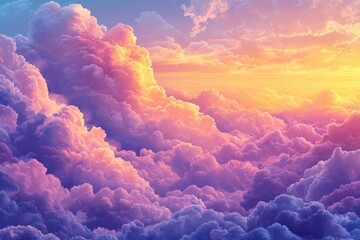 Wall Mural - Stunning sunset cloudscape, vibrant purple and orange hues. Perfect for designs needing dreamy, peaceful, or hopeful imagery.
