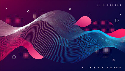 abstract liquid shape fluid design isolated gradient waves with geometric lines dots  illustration